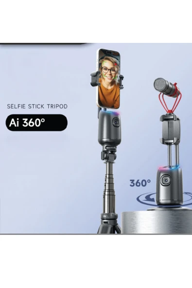 silabor Selfie Gimbal 360° Otomatik Dönme Tripod AI İzleme Çekim Quadrapod Cep Telefon Sabitleyici - Resim 2