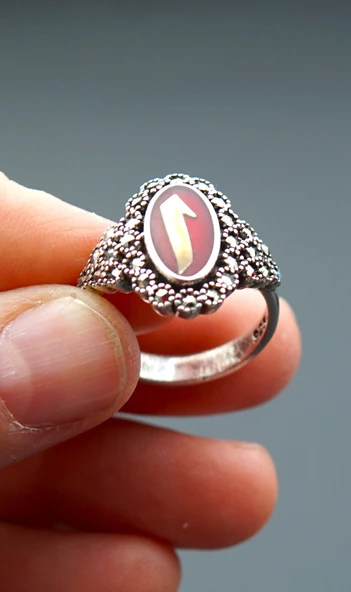 925 Ayar Gümüş Kadın Yüzük sy000105 - Resim 4