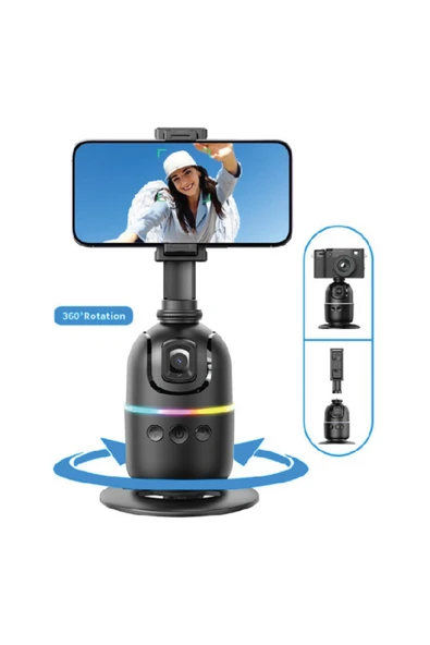 silabor Selfie Gimbal 360° Otomatik Dönme Tripod AI İzleme Çekim Quadrapod Cep Telefon Sabitleyici - Resim 3