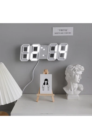silabor Dekoratif Dijital Led Masa Duvar Saati 3d Dijital Saat Çalar Saat LED Elektronik Saat - Resim 2
