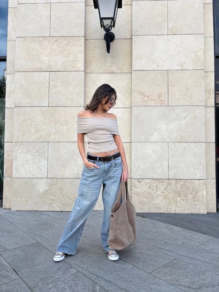 Madonna yaka sıfır kol bluz - Resim 3