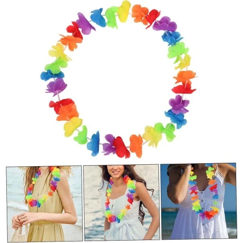 Hawaii Çiçekli Boyun Kolyesi - Renkli Tropikal Parti Leisi ürün görseli