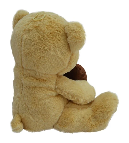 Girist Orta Boy Peluş 40 cm Kalpli Kahverengi Sevimli Oyuncak Ayıcık - 4