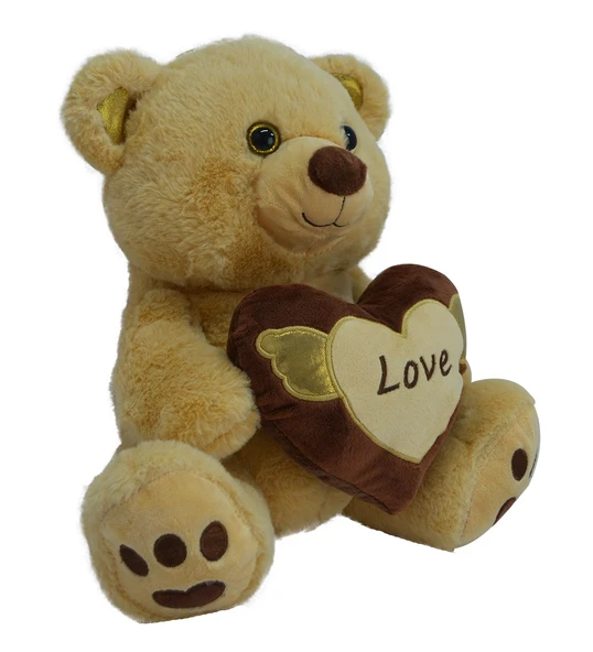 Girist Orta Boy Peluş 40 cm Kalpli Kahverengi Sevimli Oyuncak Ayıcık - 2