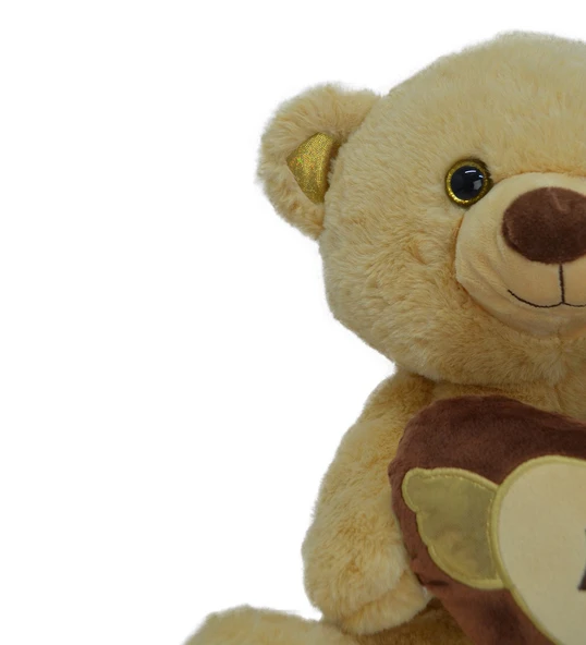 Girist Orta Boy Peluş 40 cm Kalpli Kahverengi Sevimli Oyuncak Ayıcık - 3