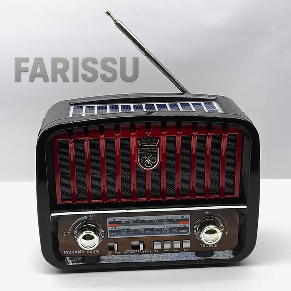 ProKAMA BK-370 Nostaljik Tasarım Güneş Enerjili (Solar) AM/FM/SW 3 Band Radyo USB/TF/Bluetooth - 5