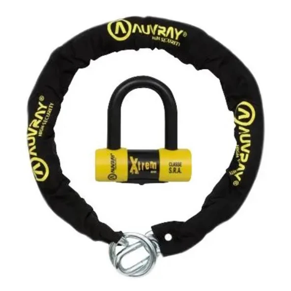 Auvray Motosiklet U Kilit Extreme Mini + Zincir 120cm Çap 10mm CHXLOCK120 ürün görseli 1