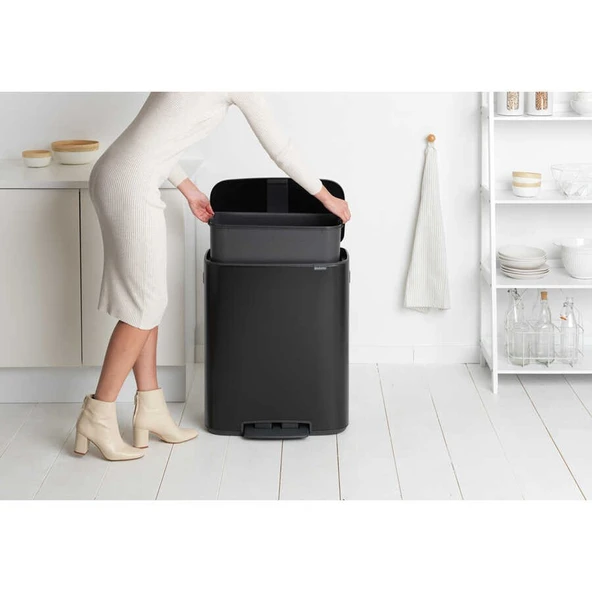 Brabantia Bo Matt Black Pedallı Çöp Kutusu 60l(plastik İç Kovalı) - Resim 6
