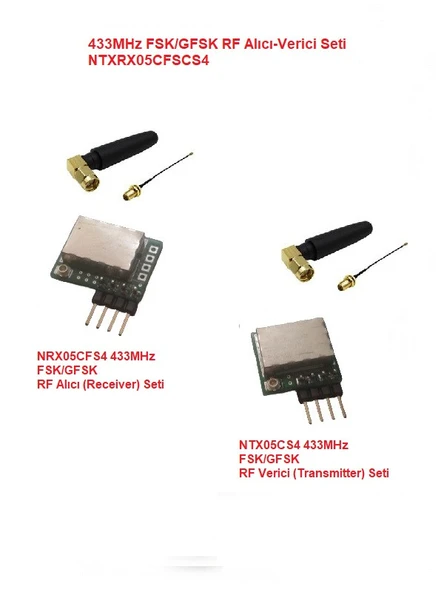 433MHz FSK/GFSK RF Alıcı Verici Seti (NTXRX05CFSCS4) ürün görseli