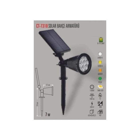 Cata 7310 Solar Bahçe Armatürü Amber - 3