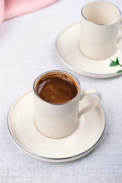 Tabak Evi Porselen Platin Kahve Fincan Takımı Kelebek 90cc 2 Kişilik 4 Parça - 2