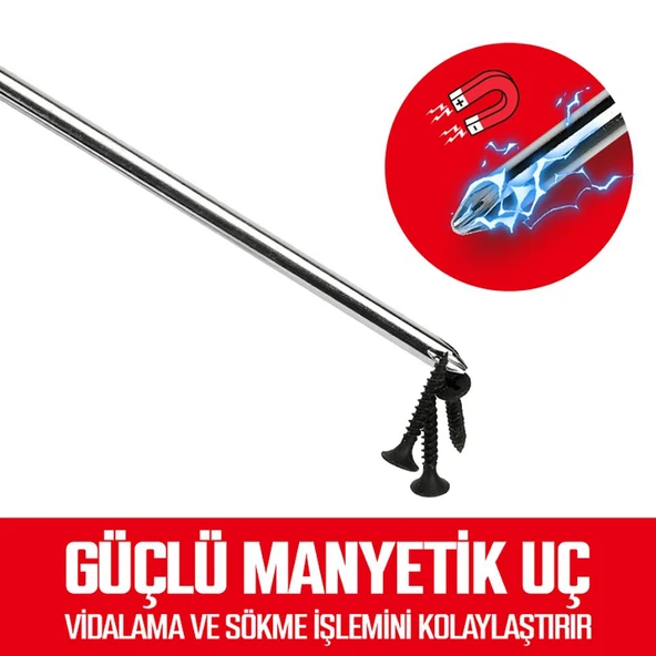 WORKPRO WP200533 7 Parça CR-V Manyetik Profesyonel Tornavida Seti - 4