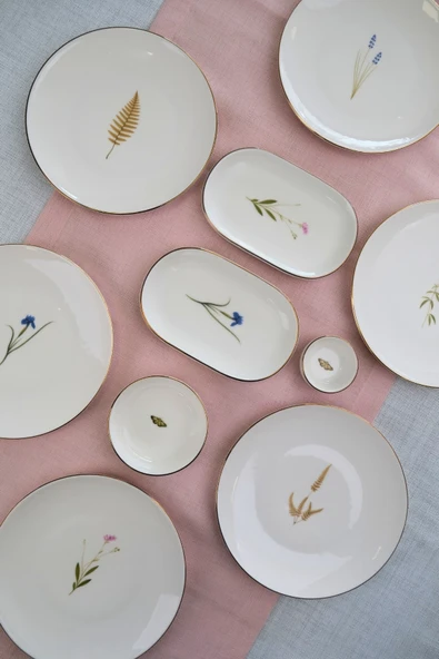 Tabak Evi Porselen Natura Karma Altın Yaldız Kahvaltı Takımı 6 Kişilik 14 Parça - 2