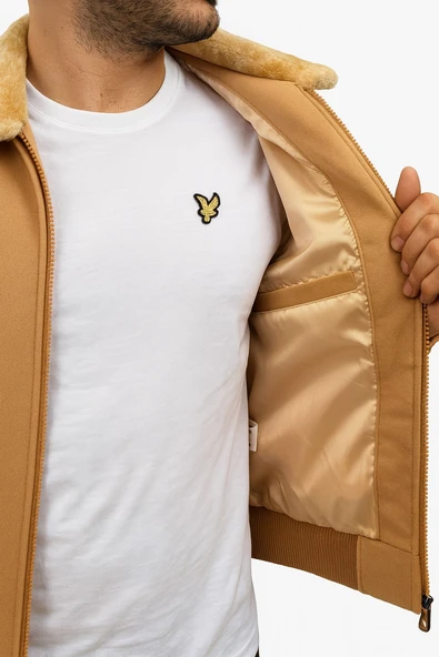 Erkek Kaşe Mont Kürklü Yaka Astarlı Fermuarlı Kışlık Ceket – Plus Scorpion - 6