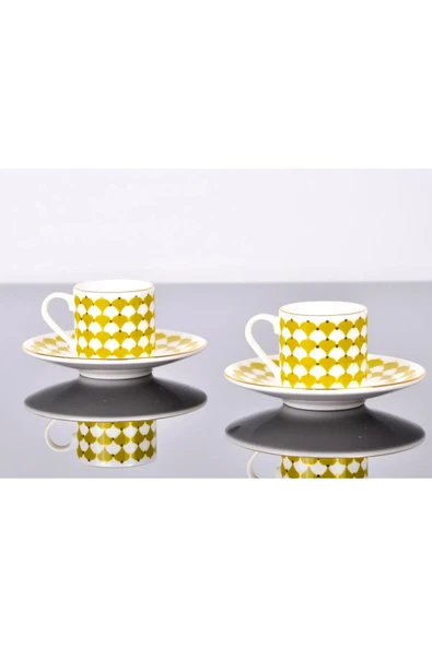 Porser Peyda Açık Yeşil Kahve Fincan Takımı 80cc 2 Kişilik 4 Parça - 2
