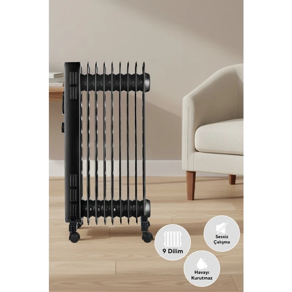 Kumtel 9 Dilim Siyah Radyatör Kum-1225S - 5