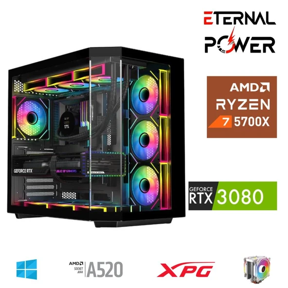 ETERNAL POWER RYZEN 7 5700X 32G DDR4 1TB M.2 RTX3080 A520 A650W ürün görseli 1
