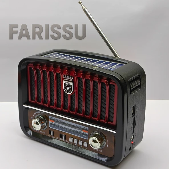 ProKAMA BK-370 Nostaljik Tasarım Güneş Enerjili (Solar) AM/FM/SW 3 Band Radyo USB/TF/Bluetooth - 4