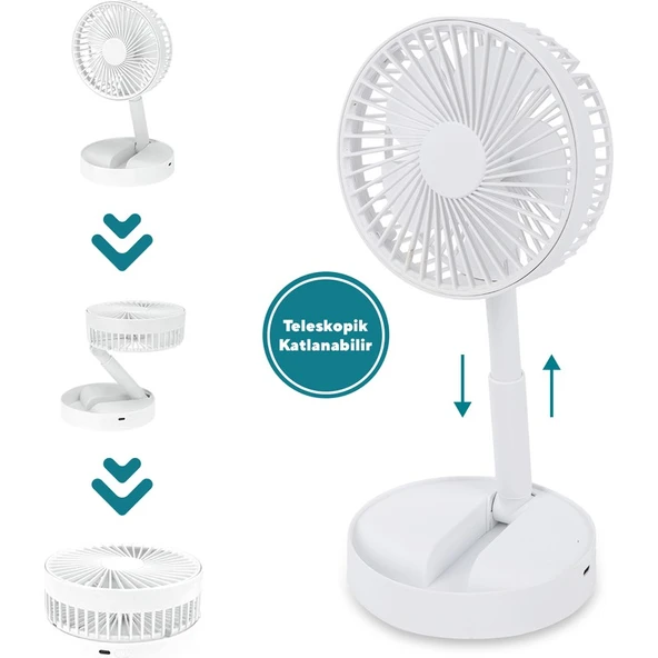 Kumtel Şarj Edilebilir Masa Ve El Fanı 5 W 4 Kollu Tasarım 3 Hız Seçeneği - 2