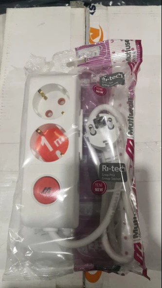 Mutlusan Rı-Tech 2li 1Mt AnahtarTopraklı Grup Priz -001 175 220002 01 00 - Resim 3