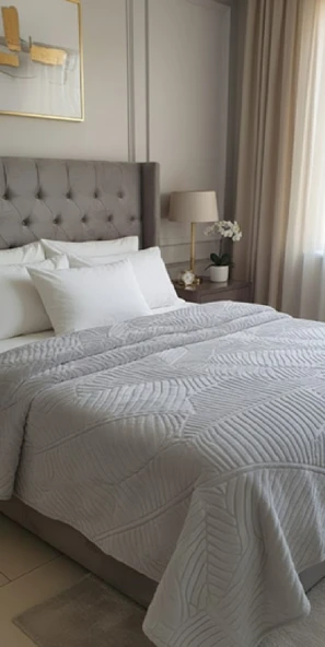 PADİŞAH EMBOSS ÇİFT KİŞİLİK BATTANİYE GRİ ürün görseli