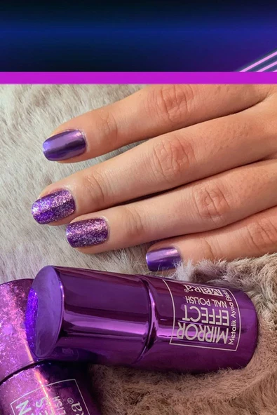 Mor Metalik Ayna Efektli Oje - Resim 7