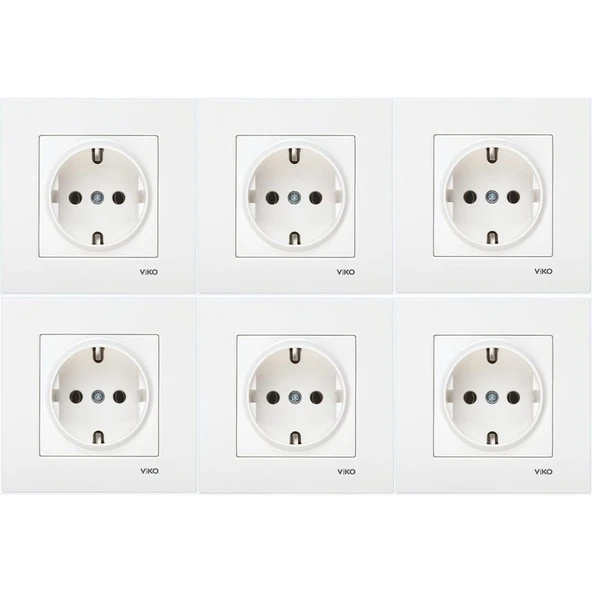 VİKO KARRE BEYAZ  TOPRAKLI PRİZ (6 ADET)