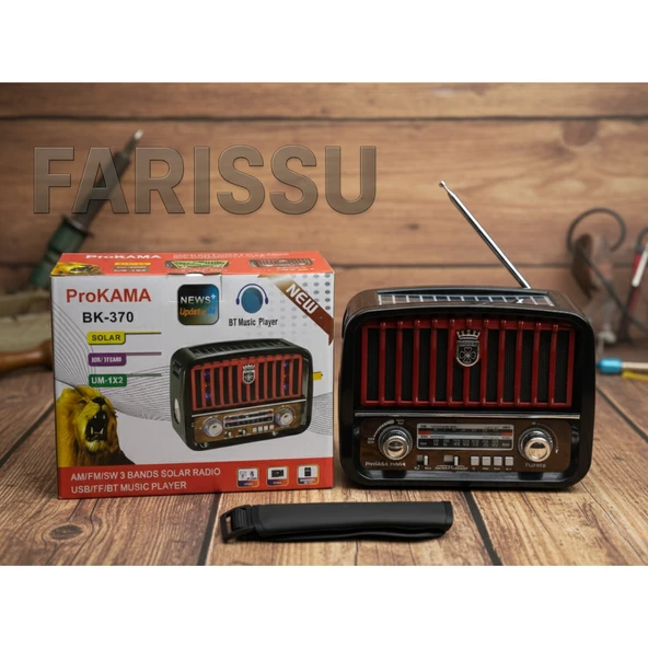 ProKAMA BK-370 Nostaljik Tasarım Güneş Enerjili (Solar) AM/FM/SW 3 Band Radyo USB/TF/Bluetooth - 2
