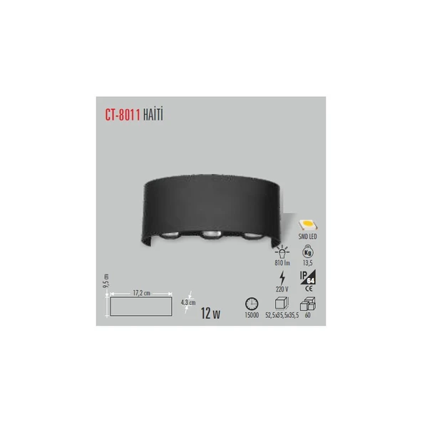 Cata CT-8011 12W Haiti LED Aplik(Günışığı) Cata - 2