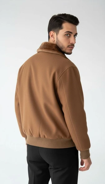 Erkek Kaşe Mont Kürklü Yaka Astarlı Fermuarlı Kışlık Ceket – Plus Scorpion - 7