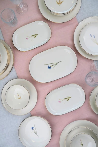 Tabak Evi Porselen Natura Karma Altın Yaldız Yemek Takımı Kayık Tabaklı 6 Kişilik 27 Parça - 4