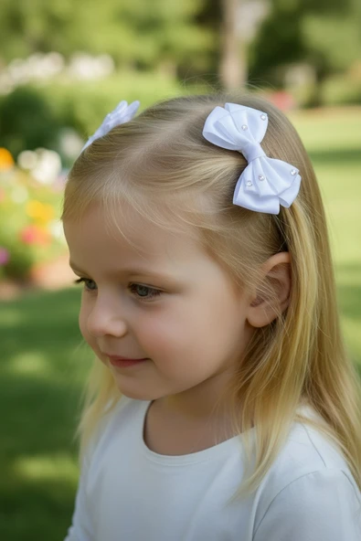 Taşlı Fiyonklu Kız Çocuk Okul Tokası 2li - 2