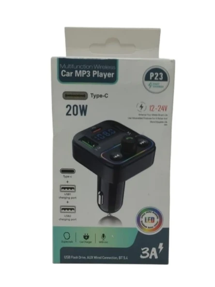 P23 20W 3A Araç Bluetooth BT 5.3 Çağrı Alıcısı Transmitter