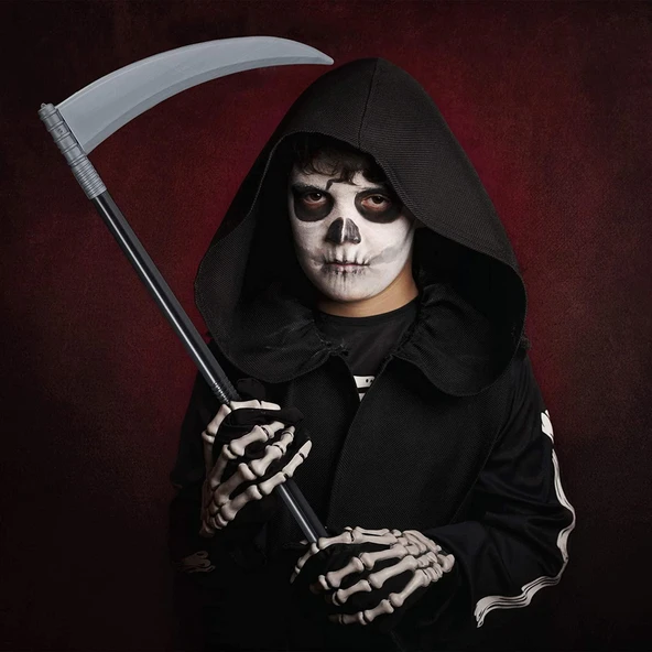 Halloween Cadılar Bayramı Plastik Orak Ölüm Tırpanı 87cm Halovin Partisi Kostümleri - 3