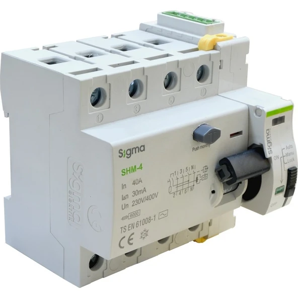 Sigma Elektrik SCRC03 Otomatik Yeniden Kurma Ünitesi + 4X40 30MA Kaçak Akım Rölesi