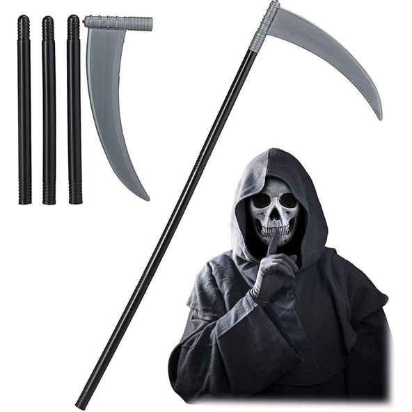 Halloween Cadılar Bayramı Plastik Orak Ölüm Tırpanı 87cm Halovin Partisi Kostümleri