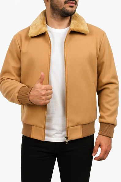 Erkek Kaşe Mont Kürklü Yaka Astarlı Fermuarlı Kışlık Ceket – Plus Scorpion