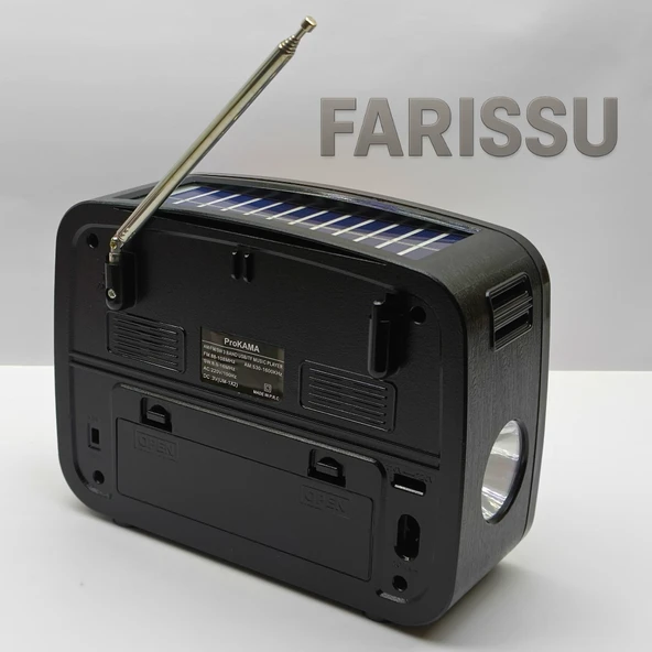 ProKAMA BK-370 Nostaljik Tasarım Güneş Enerjili (Solar) AM/FM/SW 3 Band Radyo USB/TF/Bluetooth - 6