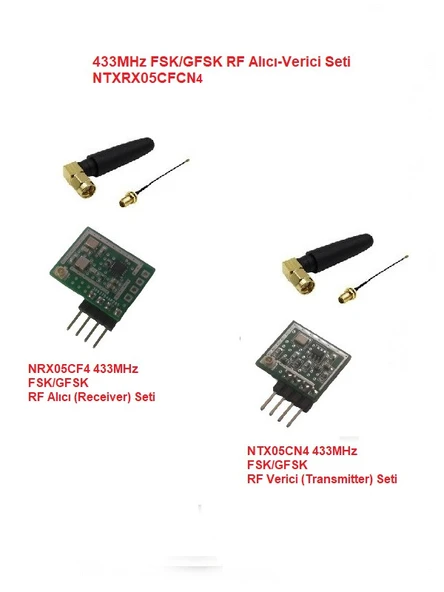 433MHz FSK/GFSK RF Alıcı Verici Seti (NTXRX05CFCN4) ürün görseli