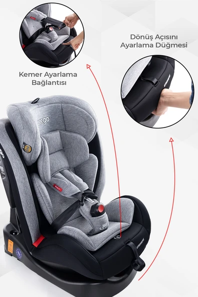 Prego Strongfix 360 Derece Dönebilen 0-36 Kg İsofixli Oto Koltuğu 4088 - Resim 6