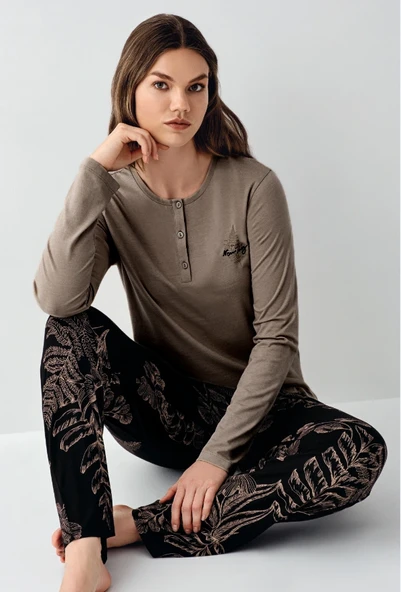 3439-S Kadın Uzun Kol Pijama Takım ürün görseli 1