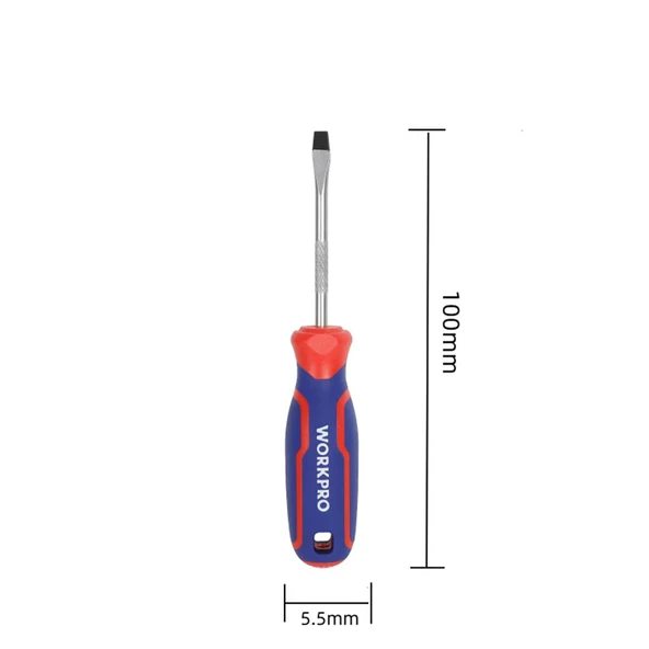 WORKPRO WP221016 5.5x100mm CR-V Manyetik Profesyonel Düz Tornavida - 2