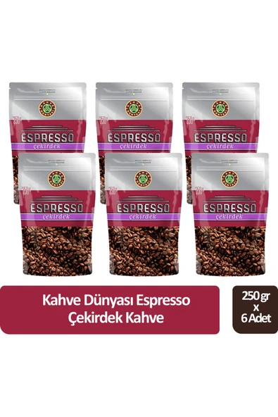 Kahve Dünyası Espresso Çekirdek Kahve 250 gr x 6 Adet ürün görseli