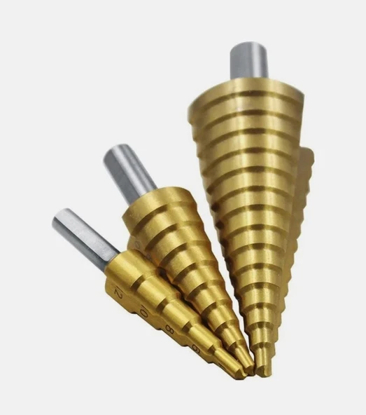 Yüksek Kaliteli Demir Delme Pançı Şarjlı Matkap Uyumlu Üç Farklı Boyutta Kademeli Delme Panç Seti - 3