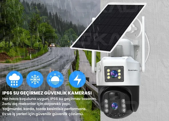 8MP 4G Sim Kartlı Güvenlik Kamerası, Solar Panelli, AOV Kesinsiz Kayıt, 1 YIL INTERNET, Otomatik Takip, Alarm, Çift Yönlü Konuşma - 3