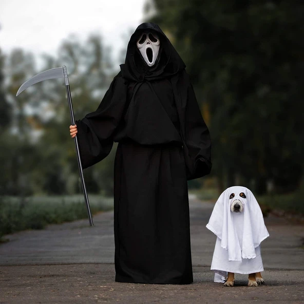 Halloween Cadılar Bayramı Plastik Orak Ölüm Tırpanı 87cm Halovin Partisi Kostümleri - 4