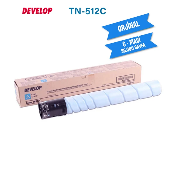 Develop TN-512 C Orjinal Mavi Toner - A33K4D2- Develop İneo +454 İneo +554 ürün görseli