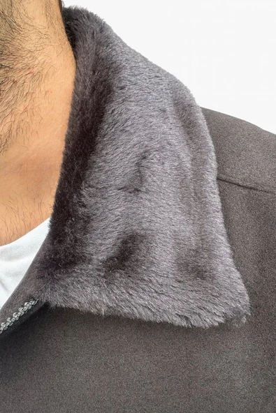 Erkek Kaşe Mont Kürklü Yaka Astarlı Fermuarlı Kışlık Ceket – Plus Scorpion - 10