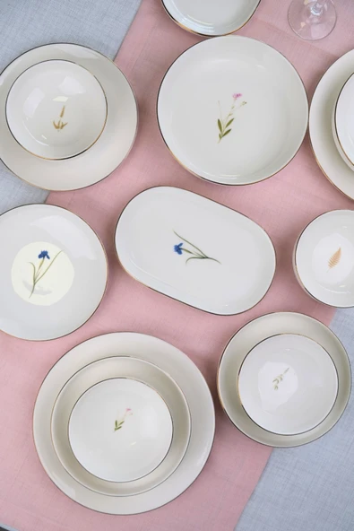 Tabak Evi Porselen Natura Karma Altın Yaldız Yemek Takımı Salata Kaseli 6 Kişilik 27 Parça - 2