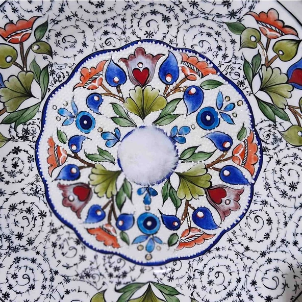 Aem Begonvil Çini  Sarkıt Avize El Sanatı  Takmaya Hazır Çini Sarkıt Avize 40 Cm  Tamamen Tasarım Tek Üretim - 5